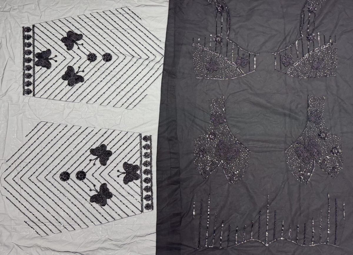 Black Pure Heavy Net Motif Handwork Zari Sequins Work Bridal Lehenga Choli