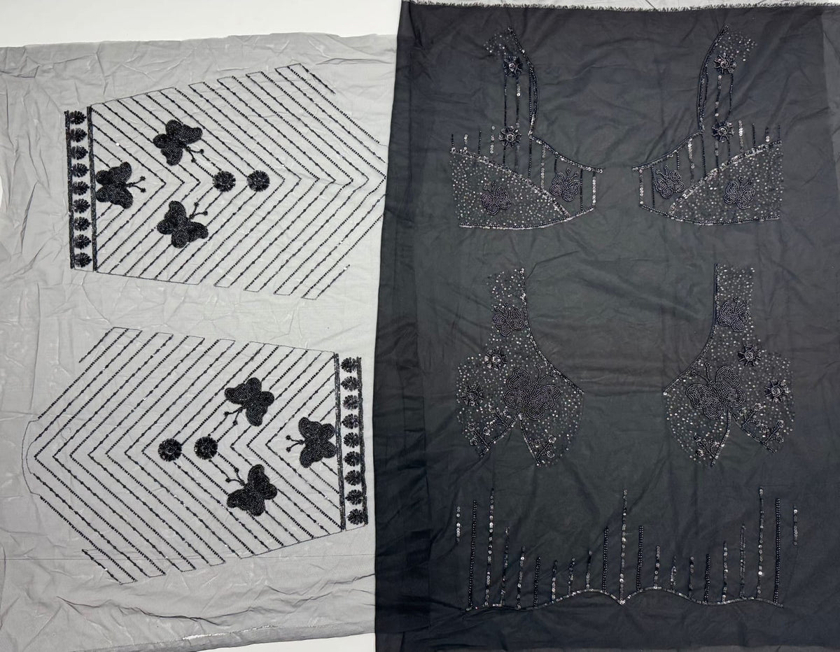 Black Pure Heavy Net Motif Handwork Zari Sequins Work Bridal Lehenga Choli
