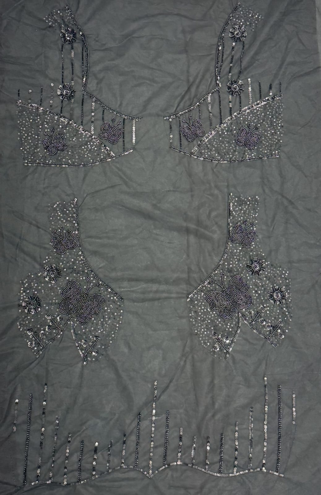 Black Pure Heavy Net Motif Handwork Zari Sequins Work Bridal Lehenga Choli