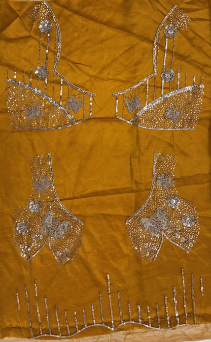 Mustard Pure Heavy Net Motif Handwork Zari Sequins Work Bridal Lehenga Choli