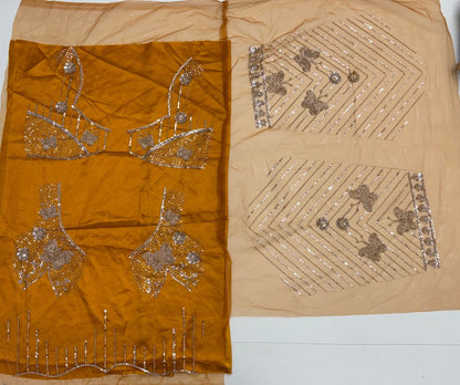 Mustard Pure Heavy Net Motif Handwork Zari Sequins Work Bridal Lehenga Choli