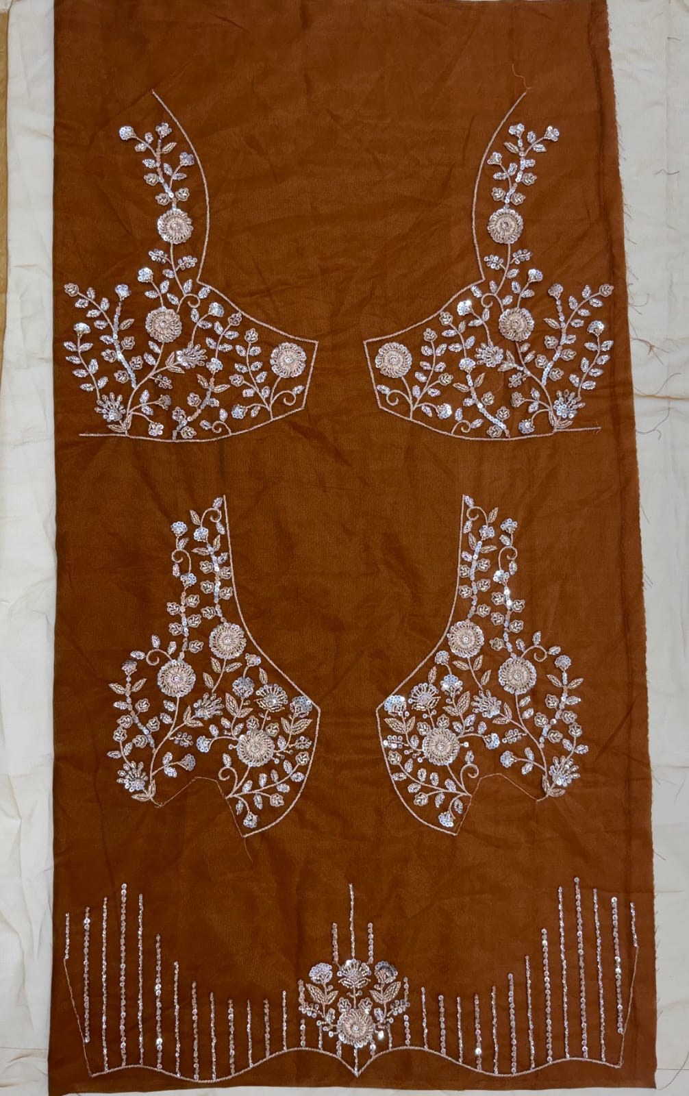 Gold Pure Heavy Net Motif Handwork Zari Sequins Work Bridal Lehenga Choli