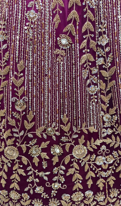 Pink Pure Heavy Net Motif Handwork Zari Sequins Work Bridal Lehenga Choli