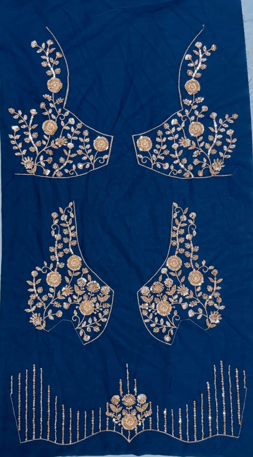 Blue Pure Heavy Net Motif Handwork Zari Sequins Work Bridal Lehenga Choli