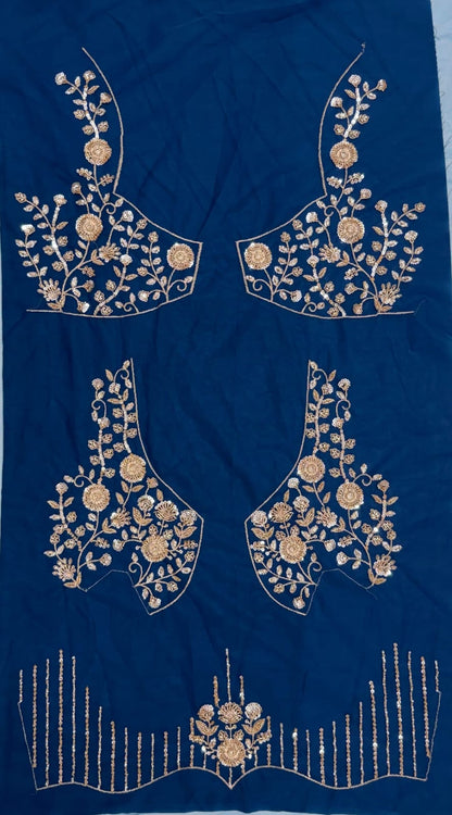 Blue Pure Heavy Net Motif Handwork Zari Sequins Work Bridal Lehenga Choli
