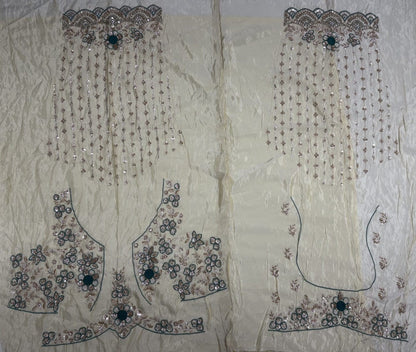 Pista Pure Premium Silk Heavy Beads &amp; Motif Dori Embroidery Zari Sequins Hand Work Bridal Lehenga Choli