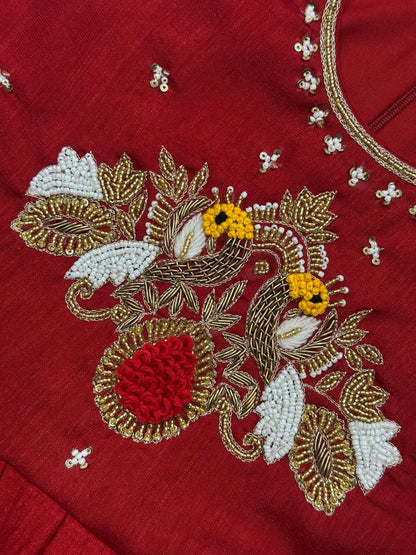 Yellow Pure Pure Viscose Tissue Work Kids Lehenga Choli
