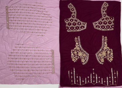 Purple Pure Heavy Net Motif Handwork Zari Sequins Work Bridal Lehenga Choli