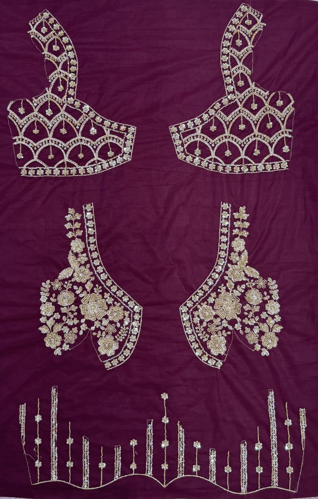 Purple Pure Heavy Net Motif Handwork Zari Sequins Work Bridal Lehenga Choli