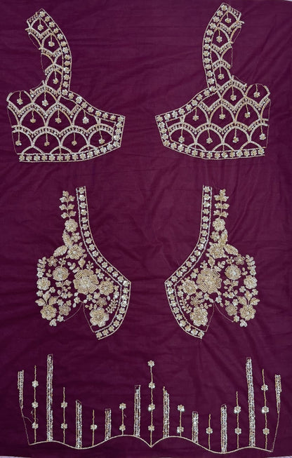 Purple Pure Heavy Net Motif Handwork Zari Sequins Work Bridal Lehenga Choli