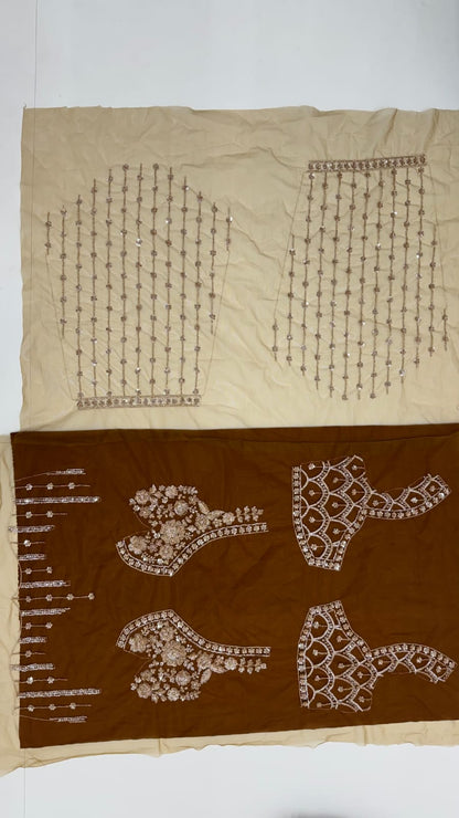 Gold Pure Heavy Net Motif Handwork Zari Sequins Work Bridal Lehenga Choli
