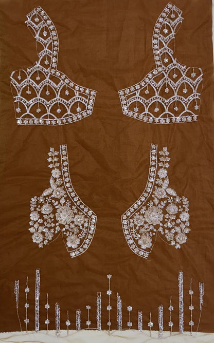 Gold Pure Heavy Net Motif Handwork Zari Sequins Work Bridal Lehenga Choli