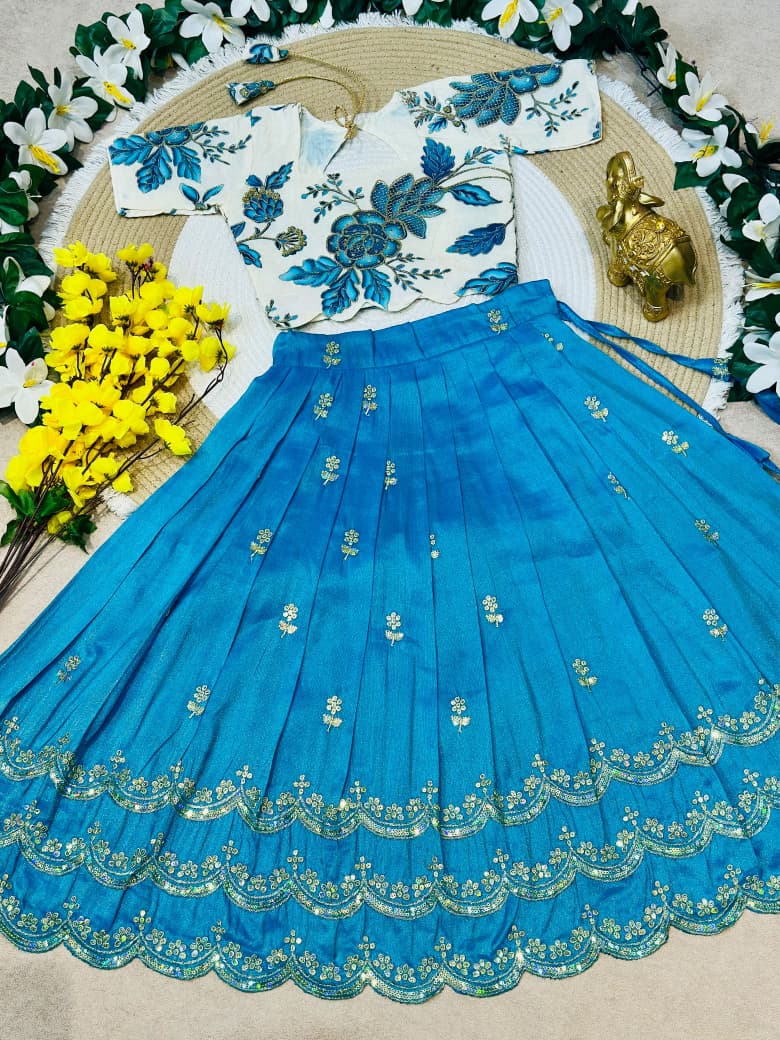 Sky Pure Viscose Tissue Rainbow Work Embroidery Kid&