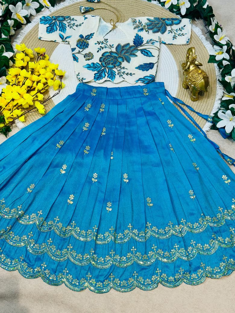 Sky Pure Viscose Tissue Rainbow Work Embroidery Kid&