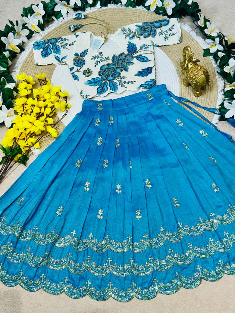 Sky Pure Viscose Tissue Rainbow Work Embroidery Kid&