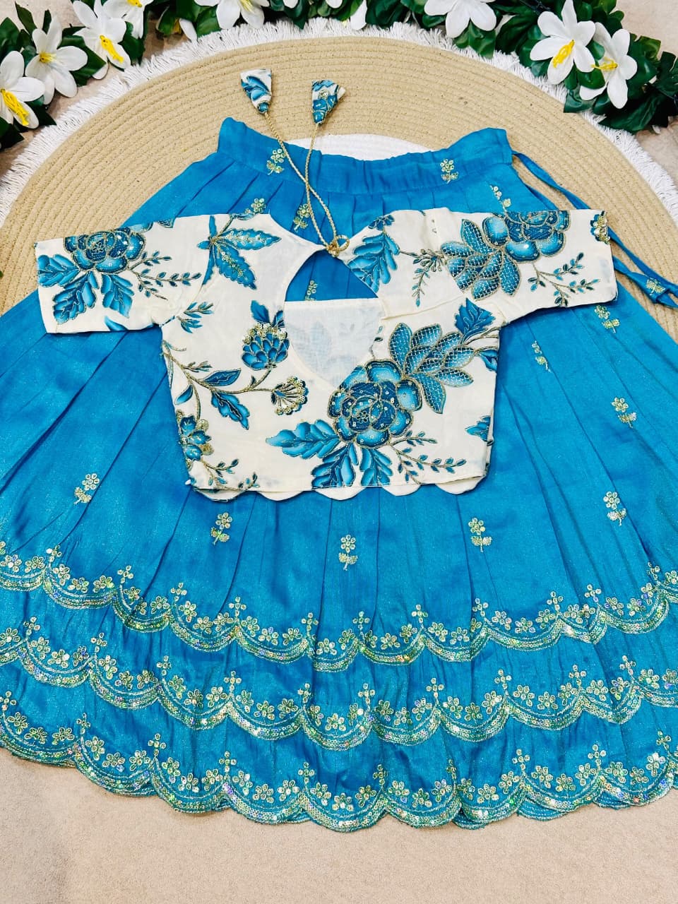 Sky Pure Viscose Tissue Rainbow Work Embroidery Kid&