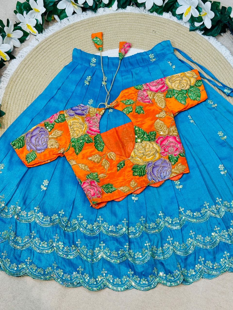 Sky Pure Viscose Tissue Rainbow Work Embroidery Kid&