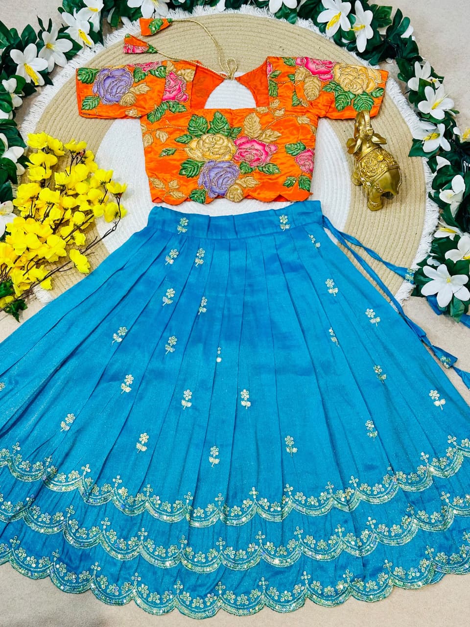 Sky Pure Viscose Tissue Rainbow Work Embroidery Kid&