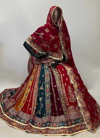 Maroon Pure Georgette 08 Mtr Flair Jaru Multi Work Rajasthani Rajwadi Rajputi Lehenga Choli