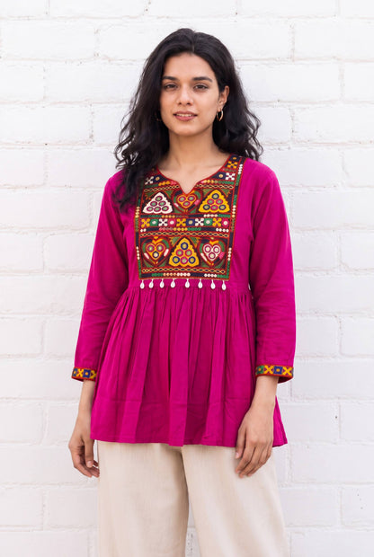 Rani Pure Heavy Reyon Cotton with Embroidery Mirror Work Navratri Top
