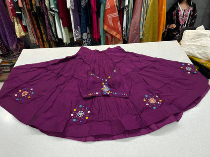 Purple Pure Roman Silk Heavy Hand Work Real Mirror Work Navratri Lehenga Choli