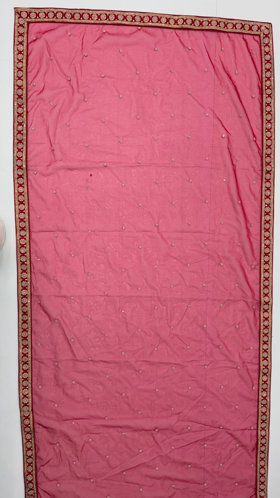 Red Pure Soft Silk Baraat Pattern Handwork Moti Dori &amp; Multi Thread Sequins Work Bridal Lehenga Choli