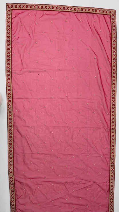 Red Pure Soft Silk Baraat Pattern Handwork Moti Dori &amp; Multi Thread Sequins Work Bridal Lehenga Choli
