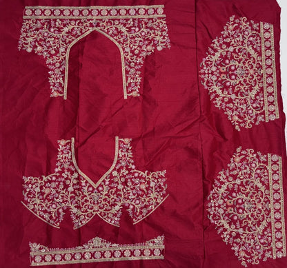 Red Pure Soft Silk Baraat Pattern Handwork Moti Dori &amp; Multi Thread Sequins Work Bridal Lehenga Choli