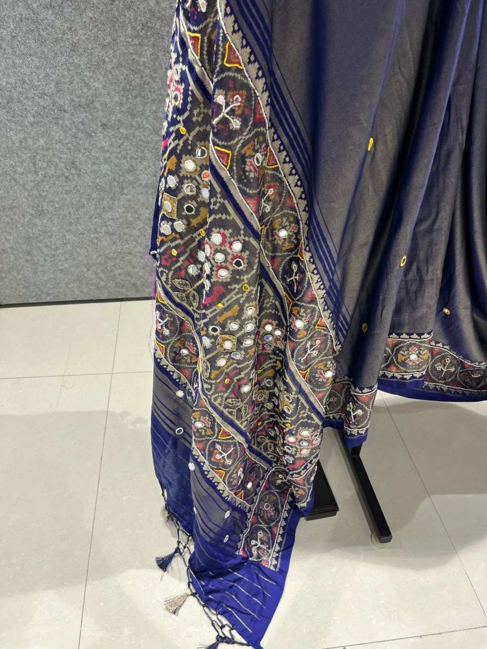 Blue Pure Soft Banarasi Patola Silk Blend Traditional Manekchowk Hand and Mirror Work Patola Saree