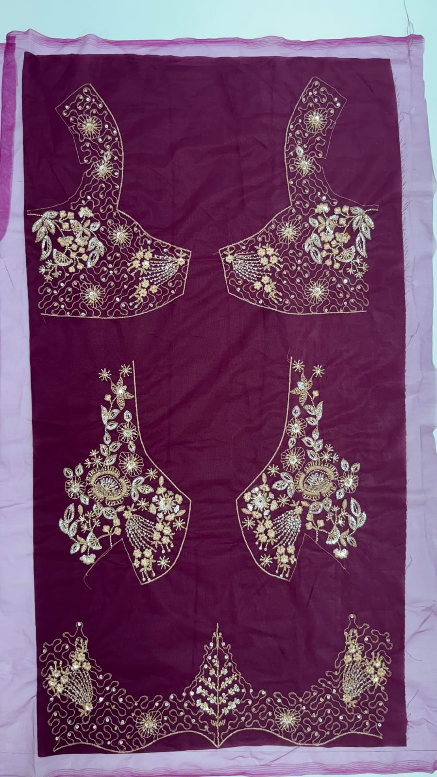 Purple Pure Heavy Net Motif Handwork Zari Sequins Work Bridal Lehenga Choli