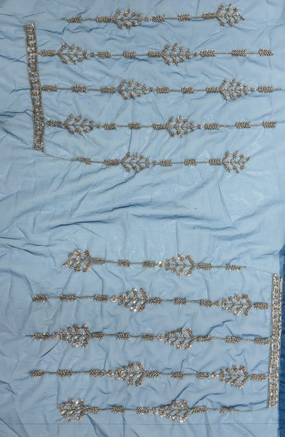 Sky Pure Heavy Net Motif Handwork Zari Sequins Work Bridal Lehenga Choli