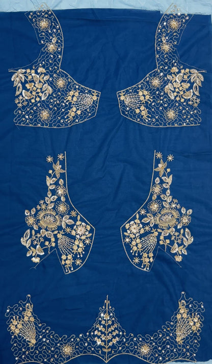 Sky Pure Heavy Net Motif Handwork Zari Sequins Work Bridal Lehenga Choli