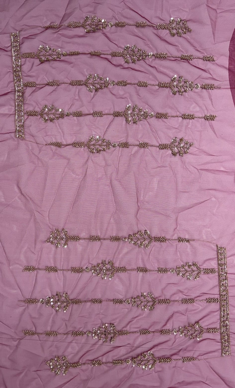Pink Pure Heavy Net Motif Handwork Zari Sequins Work Bridal Lehenga Choli