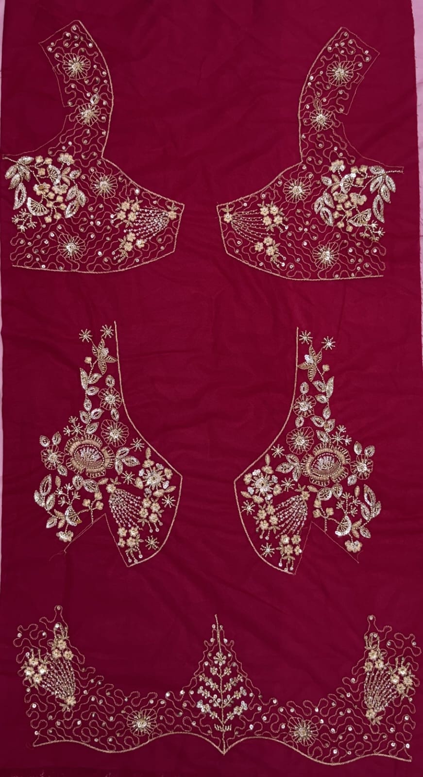 Pink Pure Heavy Net Motif Handwork Zari Sequins Work Bridal Lehenga Choli