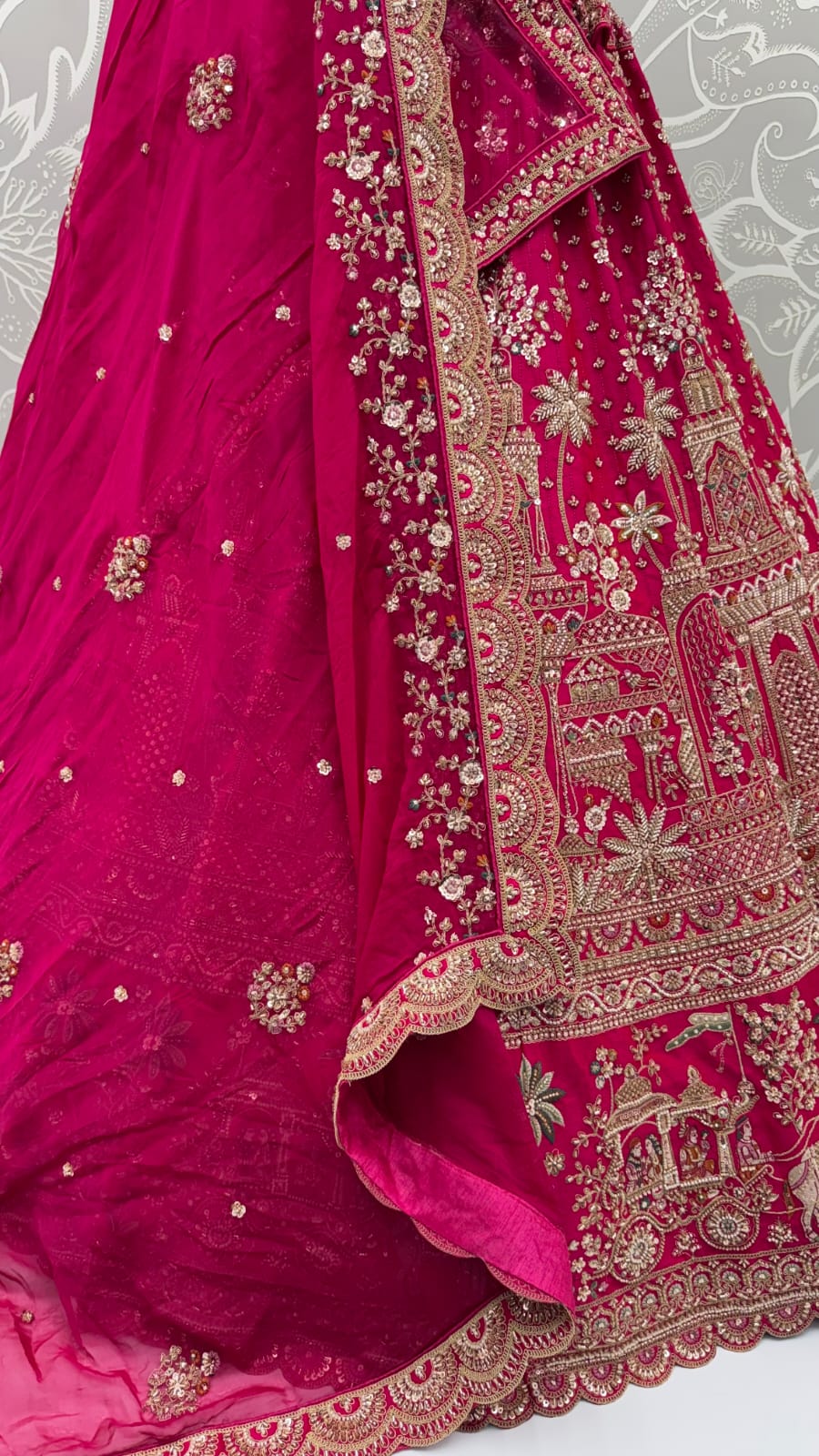 Red Pure Soft Gadhwal Silk Heavy Embroidery Work Bridal Lehenga Choli