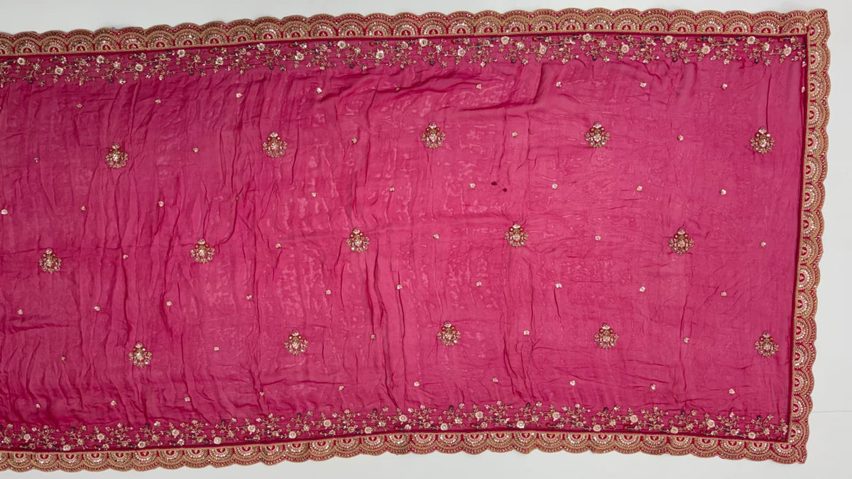Red Pure Soft Gadhwal Silk Heavy Embroidery Work Bridal Lehenga Choli