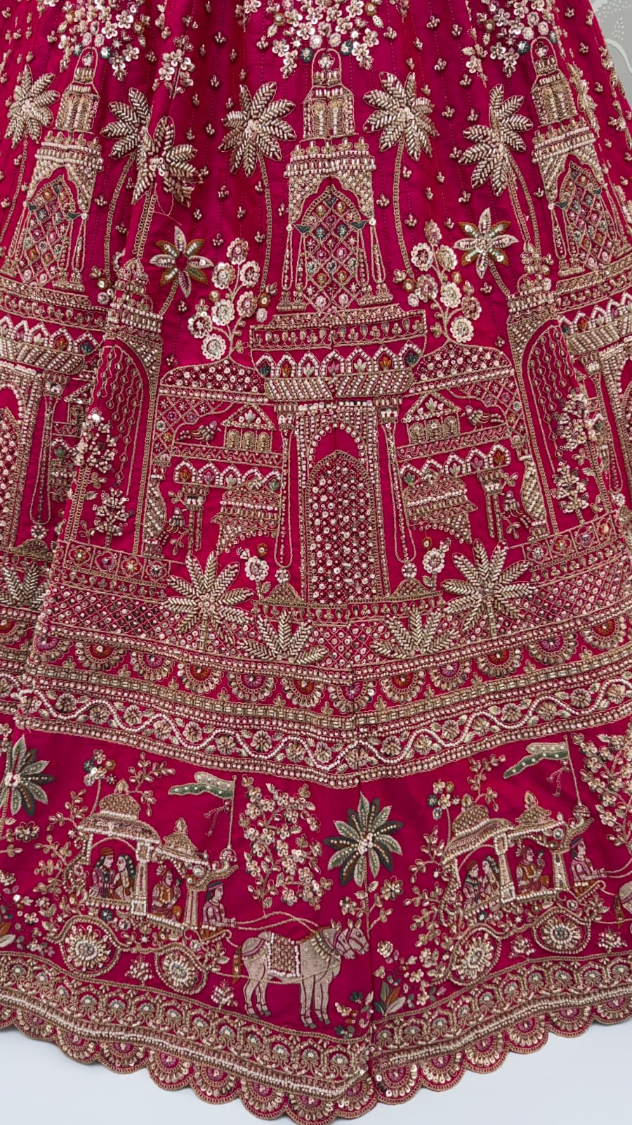 Red Pure Soft Gadhwal Silk Heavy Embroidery Work Bridal Lehenga Choli