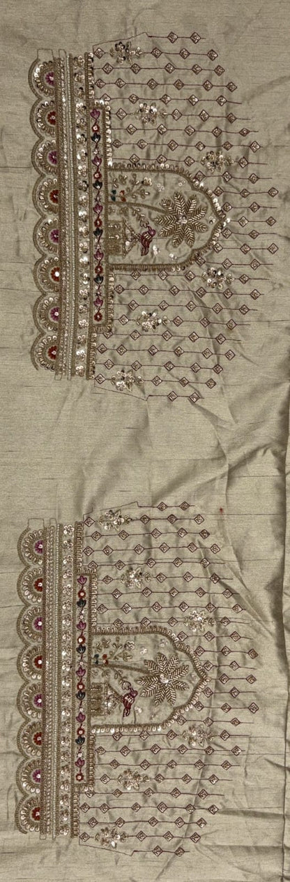 Gold Pure Soft Gadhwal Silk Heavy Embroidery Work Bridal Lehenga Choli