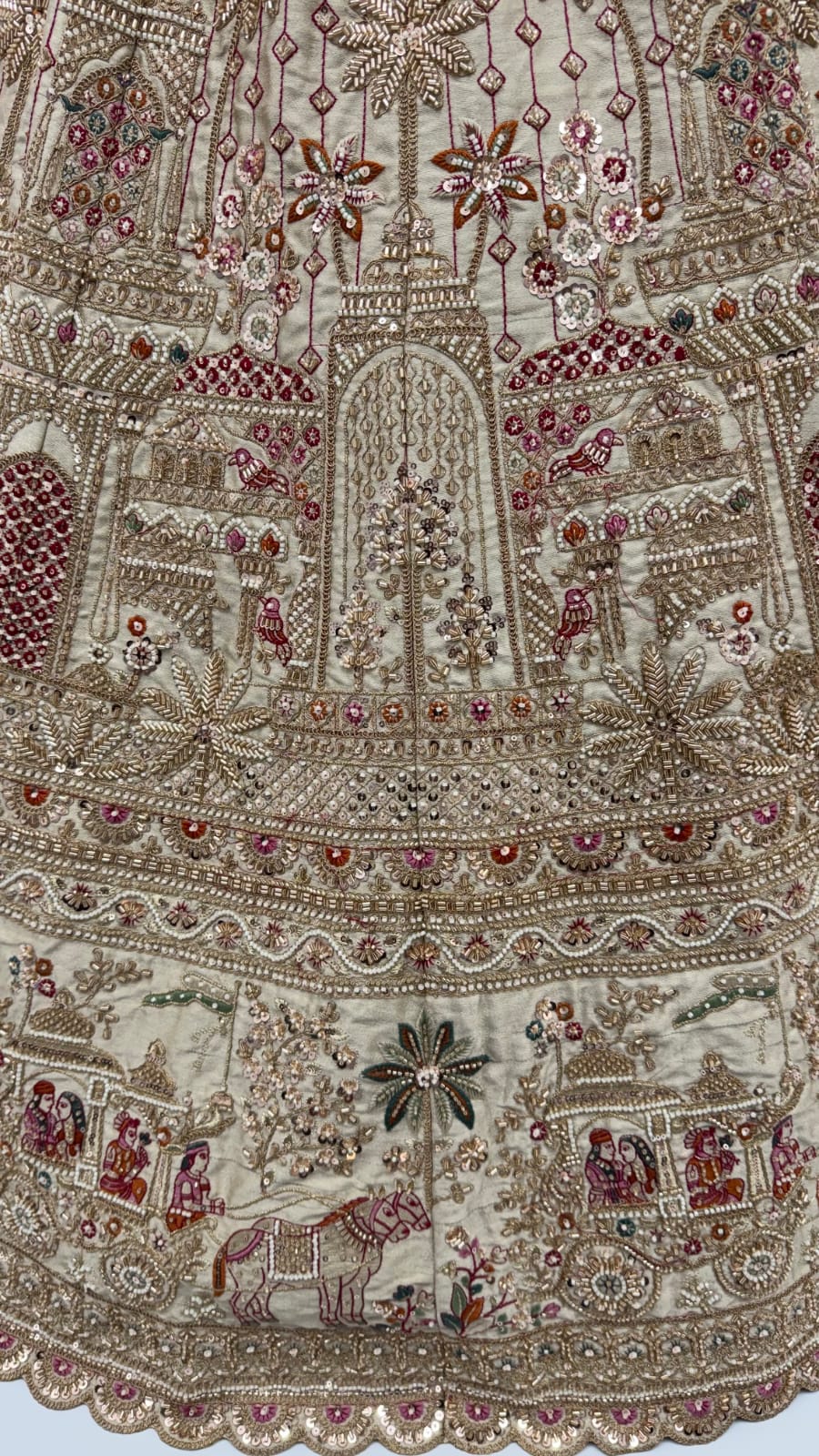 Gold Pure Soft Gadhwal Silk Heavy Embroidery Work Bridal Lehenga Choli