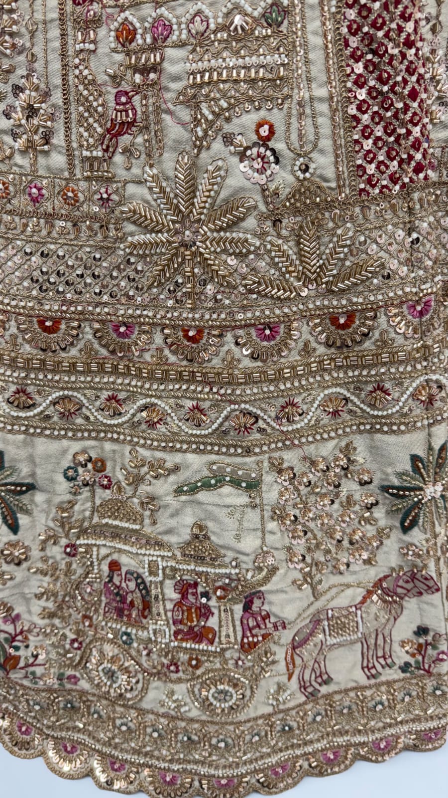 Gold Pure Soft Gadhwal Silk Heavy Embroidery Work Bridal Lehenga Choli