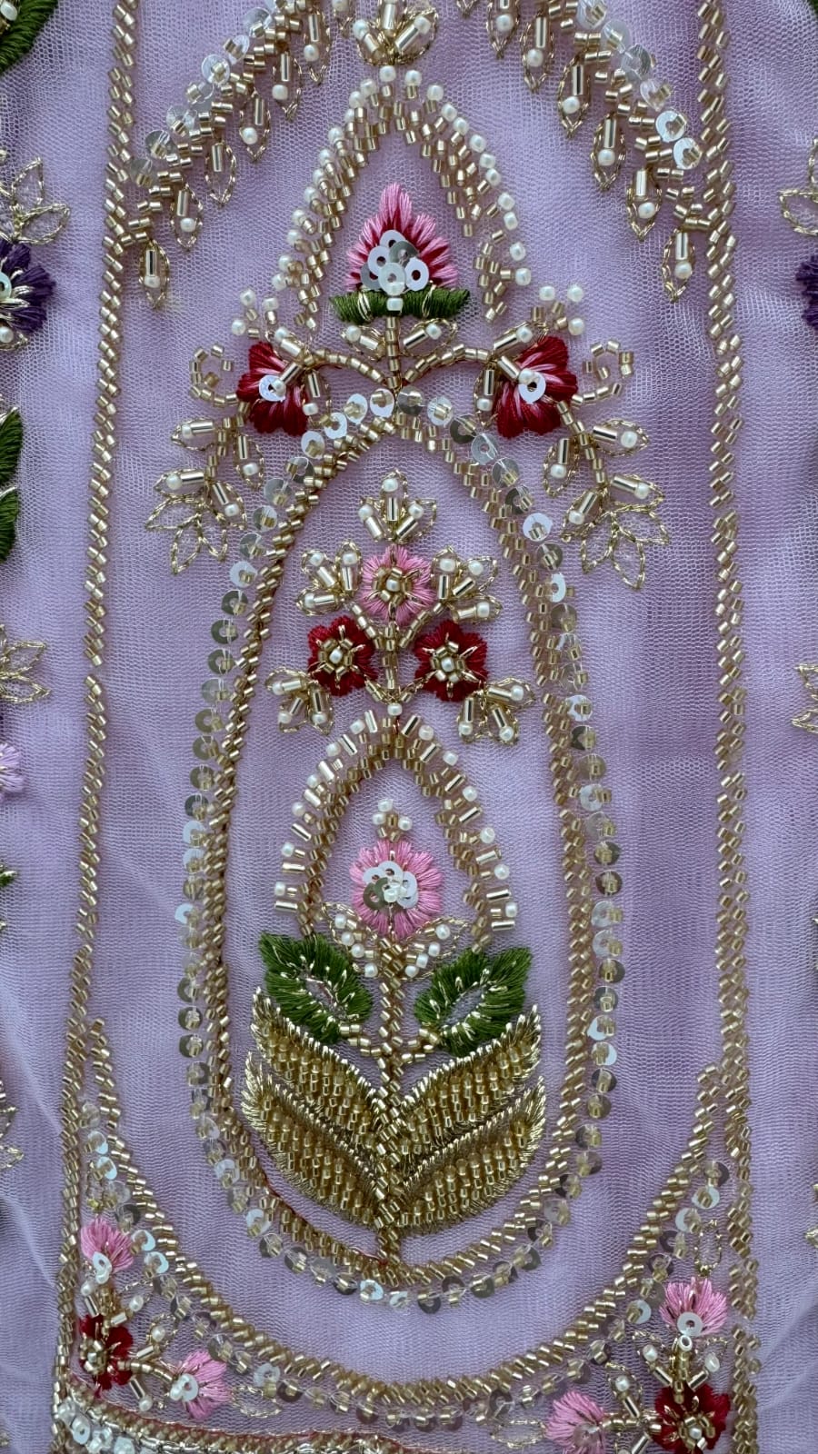 Pink Pure Heavy Net Motif Handwork Zari Sequins Work Bridal Lehenga Choli
