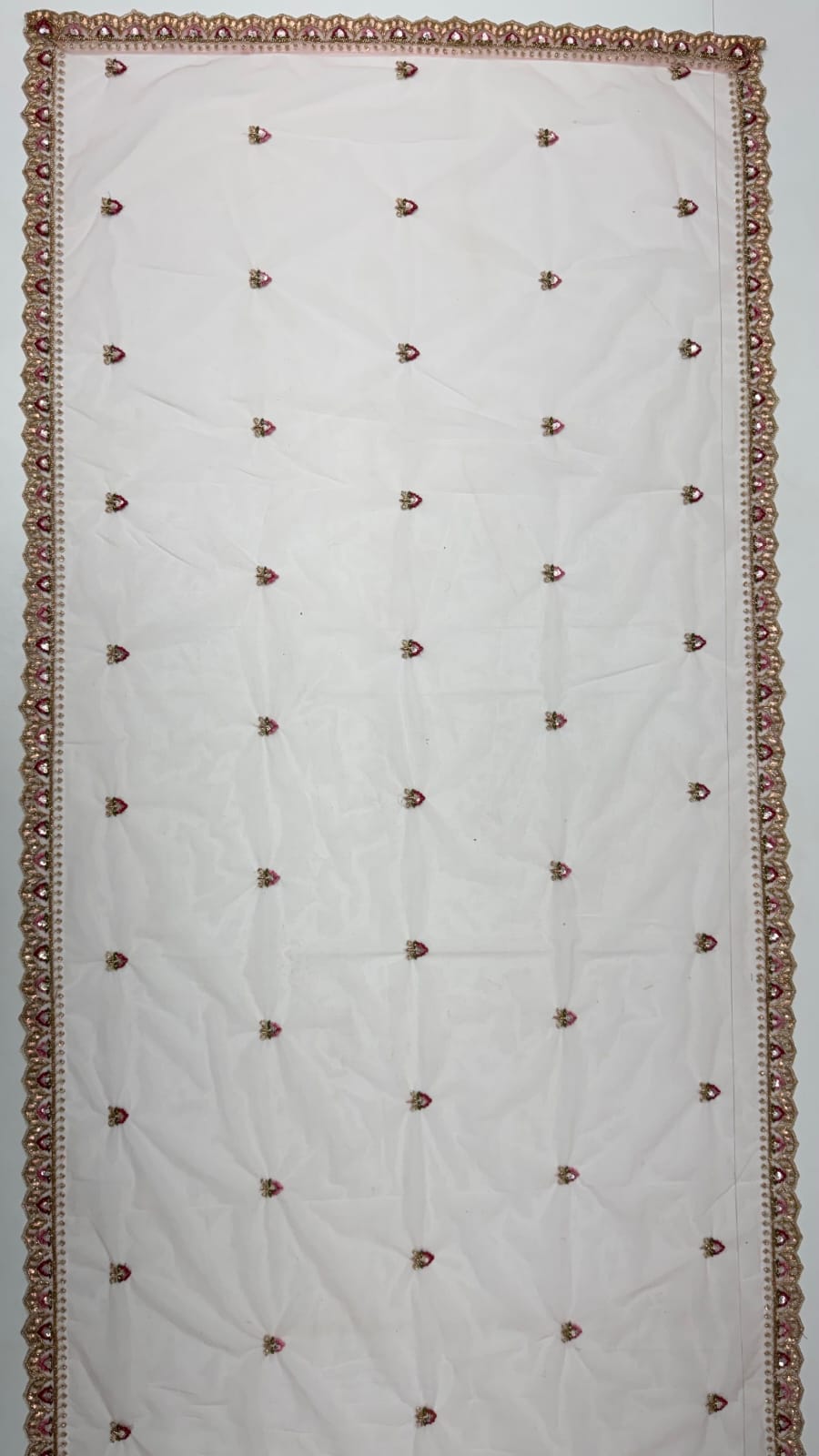 Peach Pure Heavy Net Motif Handwork Zari Sequins Work Bridal Lehenga Choli