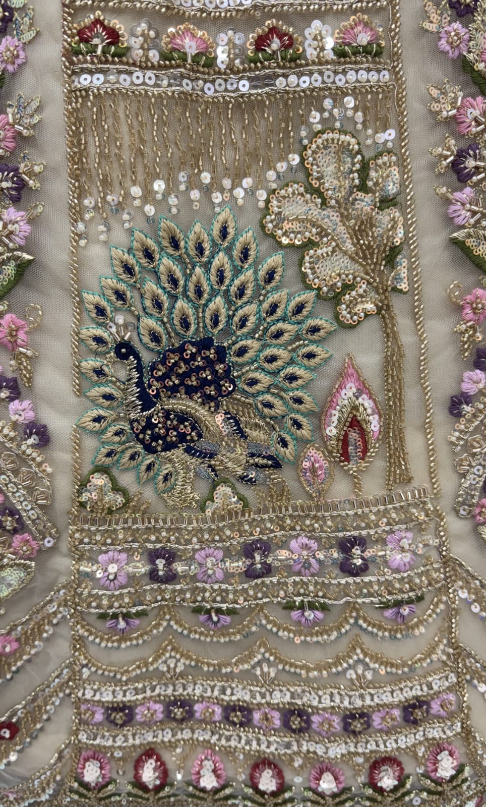 Chiku Pure Heavy Net Motif Handwork Zari Sequins Work Bridal Lehenga Choli