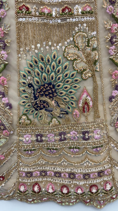 Chiku Pure Heavy Net Motif Handwork Zari Sequins Work Bridal Lehenga Choli