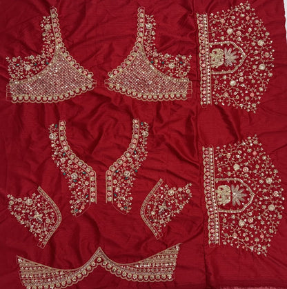 Red Pure Gadhwal Silk Peacock Pattern Handwork Motif Sequins Work Bridal Lehenga Choli