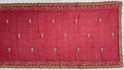 Red Pure Gadhwal Silk Peacock Pattern Handwork Motif Sequins Work Bridal Lehenga Choli
