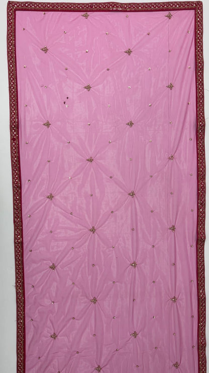 Rani Pink Pure Gadhwal Silk Peacock Pattern Handwork Motif Sequins Work Bridal Lehenga Choli