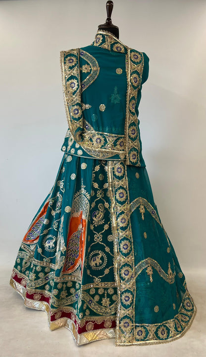 Rama Pure Georgette 08 Mtr Flair Jaru Multi Work Rajasthani Rajwadi Rajputi Lehenga Choli
