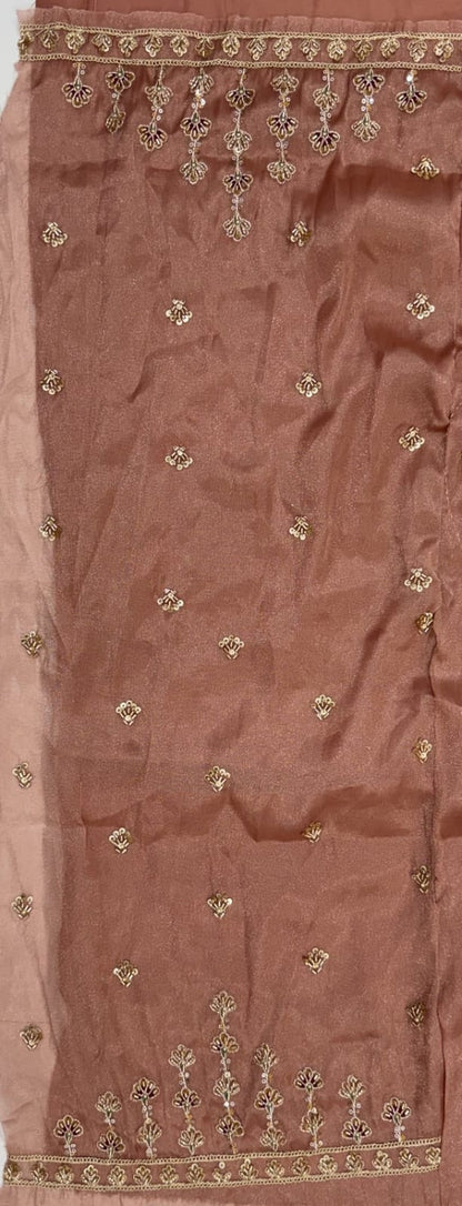 Pink Pure Chandnia Silk Handwork Motif Peacock Pattern Crystal Beads Multi Thread Dori &amp; Sequins Work Bridal Lehenga Choli