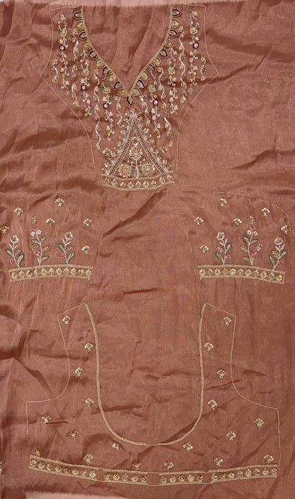 Pink Pure Chandnia Silk Handwork Motif Peacock Pattern Crystal Beads Multi Thread Dori &amp; Sequins Work Bridal Lehenga Choli